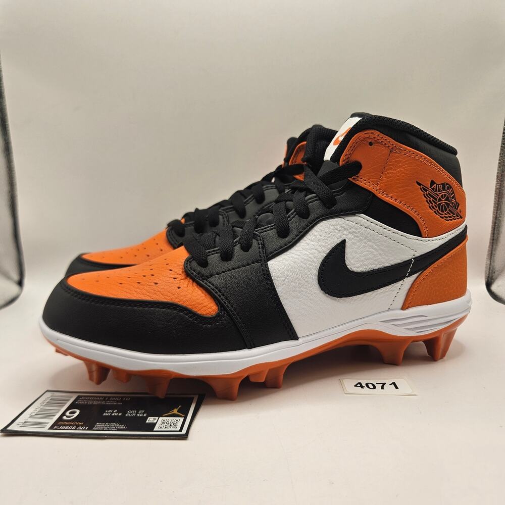 NIKE MEN'S 9 AIR JORDAN 1 MID TD CLEAT SHATTERED BACKBOARD FJ6805-801 NWOB